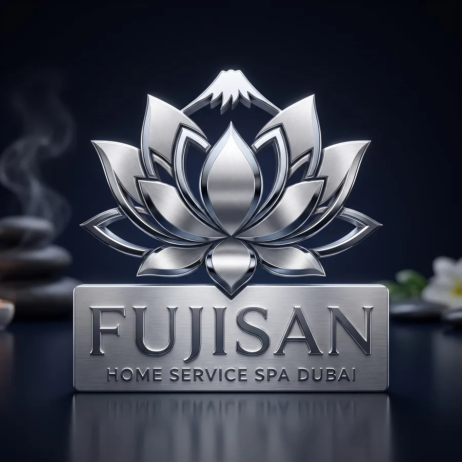 FUJISAN Home Service Spa Dubai silver lotus logo